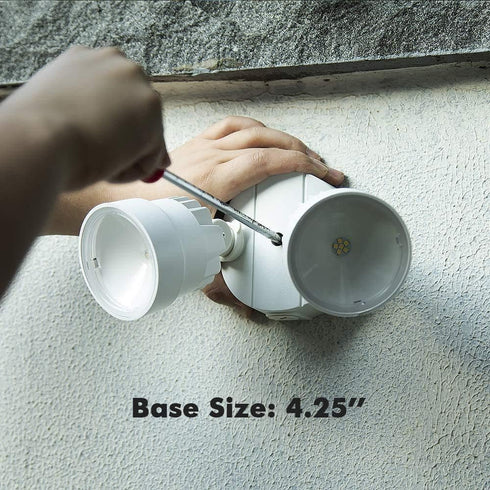 P6221W-D2D 2000 18 28 LUTEC Lumen Watt LED Dual-Head Flood Light Outdoor Dusk to Dawn Waterproof Exterior Security Wall