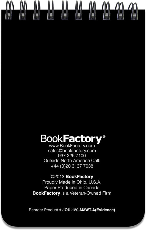 BookFactory Evidence Notebook/Notepad/Journal, 120 Pages, 3 1/2” x 5 1/4'', Durable Translucent Cover