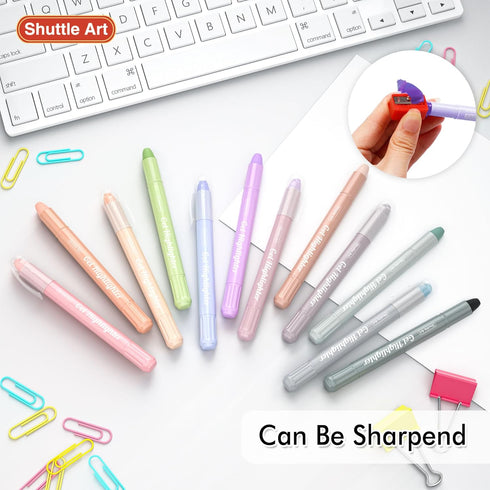 Shuttle Art 12 Mild Colors Bible Highlighters and Pens, No Bleed Gel Highlighters for Journaling Highlighting Studying