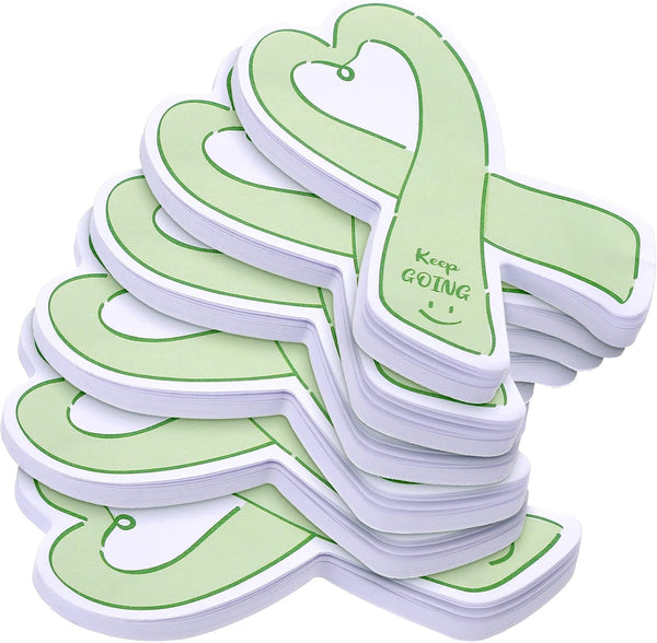 Teling 12 Pcs Mental Health Awareness Sticky Notes, Green Ribbon Funny Notepads, Self Stick Note Pads for Office School