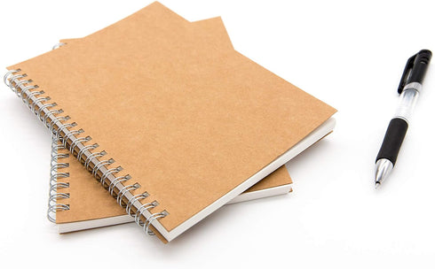 DSTELIN Blank Spiral Notebook, 6-Pack, Soft Cover, 100 Pages / 50 Sheets, 7.5" x 5.1", 100GSM, (Brown)