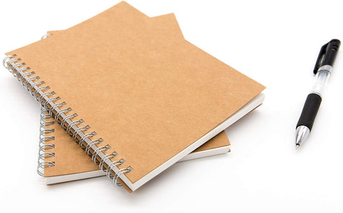 Soft Cover Spiral Notebook Journal 2-Pack, Blank Sketch Book Pad, 100 Pages/50 Sheets, 7.5 inch x 5.1 inch (Brown)