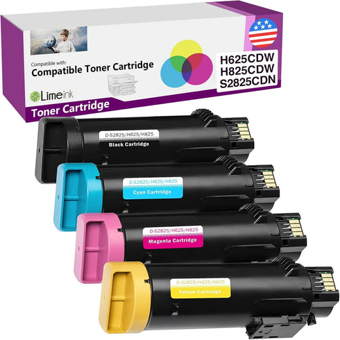 Limeink Compatible Toner Cartridge Replacement for Dell H625cdw, 4 Pack (1 Black, 1 Cyan, 1 Yellow, 1 Magenta)