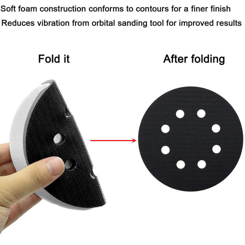 2 Pack 5 Inch 8 M-jump Holes Sponge Cushion Buffer Orbital Sander Foam Pad Backing Pad - Hook and Loop Soft Interface