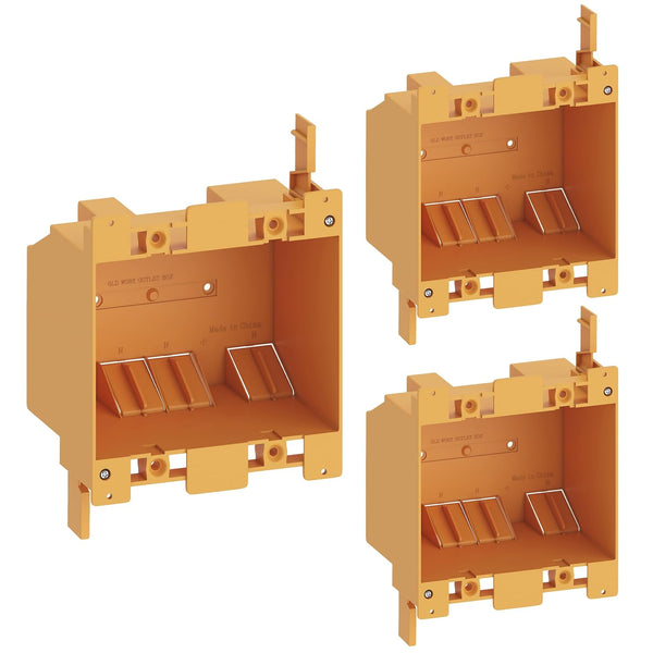 Inlight 2 Gang Junction Box, 25 Cubic Inch Electrical Outlet Box, Old Work Box, UL Listed, 3 Pack, IN-0501-5-3