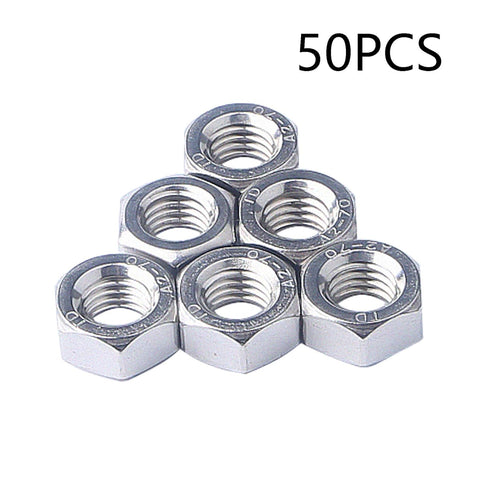 5/16"-18 Stainless Steel Hex Nut, 304 Finish Hardware Nut, Metal Steel Nut, 5/16 Nut (50 Pack)