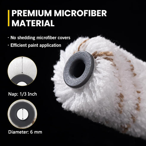 Mister Rui Microfiber Paint Roller 4 Inch, 10 Pack Small Paint Roller Covers, Mini Roller for All Paints and Stains