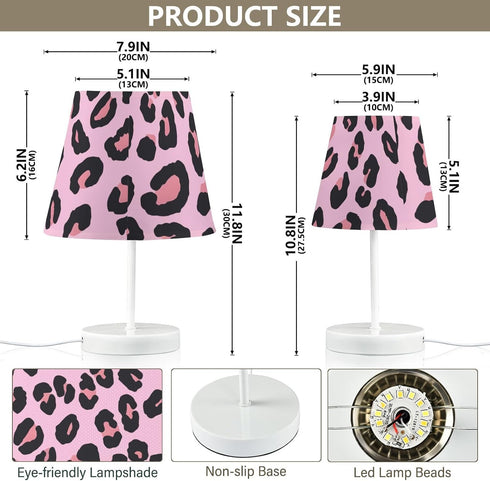 3 ALAZA Bedside Lamp Leopard Print Cheetah Pink Table Lamp for Bedroom Desk Lamp with USB Port LED Nightstand Color