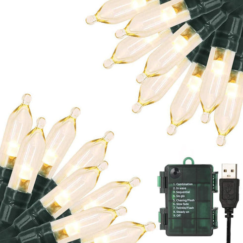 Green Convenience Christmas Lights 33ft 100 LED Battery String Lights with Timer