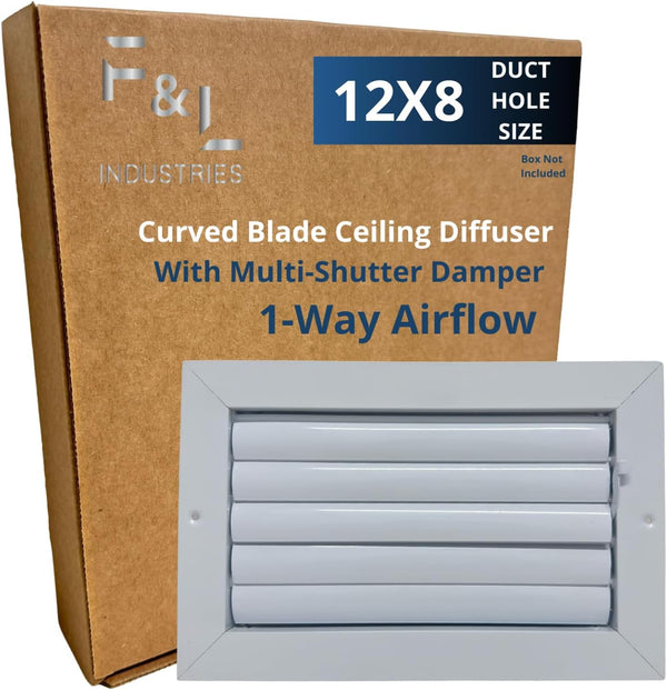 Curved Blade Ceiling Diffuser with Multi-Shutter Damper | Adjustable Airflow Control |