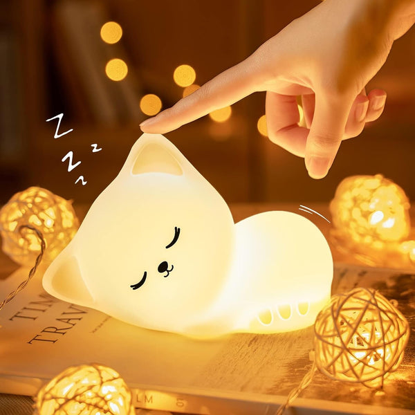 Night Light for Kids,16 Colors Cat Lamp Cute Lamp,Dimmable Baby Night Lights
