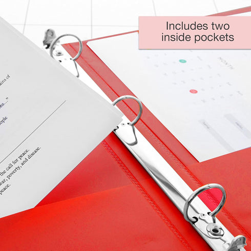 BAZIC 3 Ring Binder 1/2" Economy View Binders Organizer - Red, Round Ring, Holds 100 Sheets, 4-Count