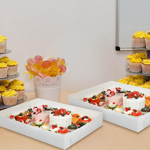 Chivertion 6 Pack 26 18 4 Inch Full Sheet Cake Box x x Non Window Bakery Tray Full Sheet Cup Cake Box for Party Bread