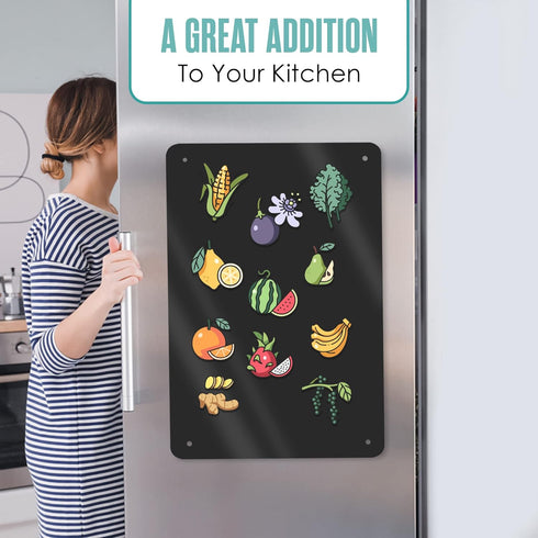 Houseables Magnetic Board, Black Memo Display Panel, 17.5" Wide x 12" High for Wall, Refrigerator, Writing