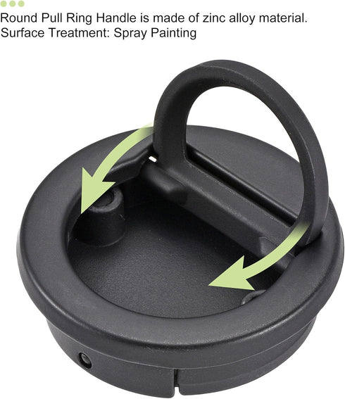 uxcell Black Flush Pull Ring Handle, 40.5x11mm, Plane Drawer Door Pull