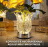 Generic Light,3-Color Dimmable,Romantic Romantic Pink Rose Crystal Table Lamp,Rechargeable LED Color Changing Flower