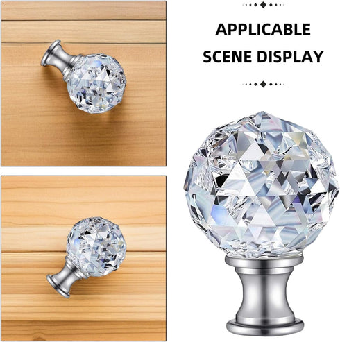 ULDIGI Crystal Lamp Finial Knob Chic Light Decoration with Threaded Base Durable and Sturdy Screw Cap for Modern