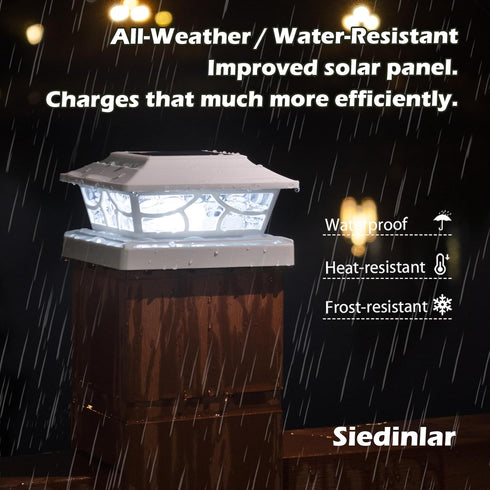4 4x4 5x5 6x6 (1 Pack) SIEDiNLAR Solar Post Lights Outdoor Modes Deck Fence Post Cap Light for Vinyl Wooden Posts Patio
