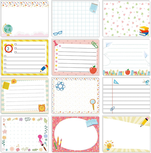 Gueevin 12 Pcs Cute Teacher Animal Pun Sticky Note Pads, 600 Sheets 3 x 4 Inch Memo Notepads for Teacher Appreciation