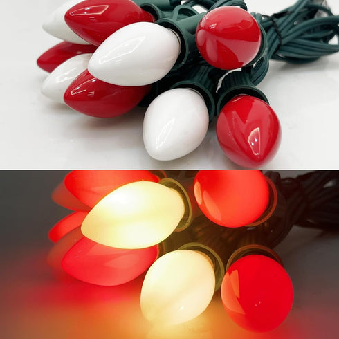 SUNSGNE C7 LED White Replacement Christmas Light Bulbs, Pack of 25, 0.6W E12 Candelabra Base - Great for Decorative