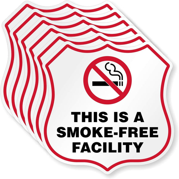 SmartSign This is A Smoke Free Facility Stickers, No Smoking Decals, Pack of 6, Made in USA