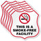 SmartSign This is A Smoke Free Facility Stickers, No Smoking Decals, Pack of 6, Made in USA