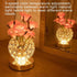 JIAYOYO Light,3-Color Dimming,Nightstand Rose Round Crystal Atmosphere Light, LED Flowerpot Desk Lamp, USB Charging