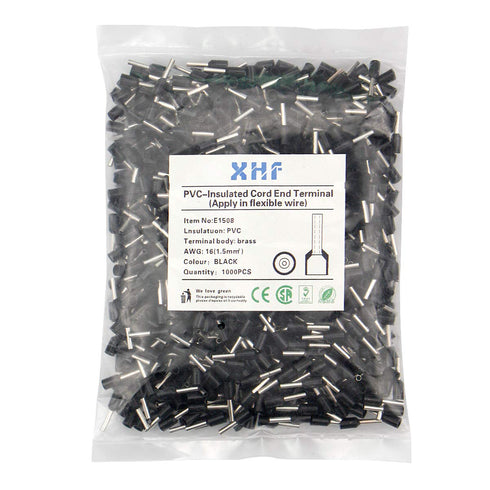 XHF 1000 PCS AWG 16/1.5mm² Wire Ferrules - Insulated Copper Crimp Connectors, Crimp Pin Cord End Terminals