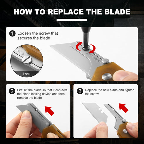 COOL PARD EDC 4Pcs Folding Pocket Utility Knife Quick Change Blade Razor Knife with Extra Razor Blades,Box Cutter