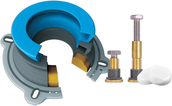 Danco 10879 All-in-One Toilet Installation Kit with Perfect Seal Wax Ring & Zero Cut Bolts, 1-Pack, Blue and Gray