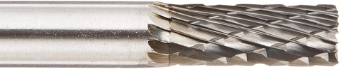 Drill America SB-1 Carbide Burr/Rotary File - Cylindrical End-Cut Double Cut, 1/4" Dia. x 5/8" Cut Length