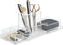Clear Desk Accessories for Office, Modern Organizer with Removable Divider for Acrylic Paper Clips & Key Holder