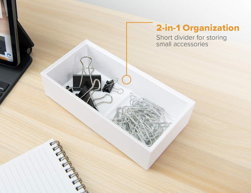 Bostitch Office Konnect Wide Desk Organizer Accessory Tray, White, Stacks for Desktop Storage
