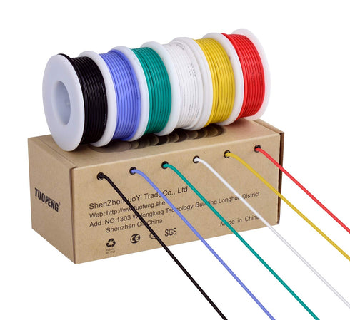 TUOFENG 18awg Silicone Wire,20ft Each Colors,18awg Cable Hook up Wire, 6 Colors