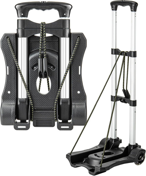 Vsaikeo Small Folding Hand Truck Dolly with 2 Wheels, Lightweight Aluminum Foldable Luggage