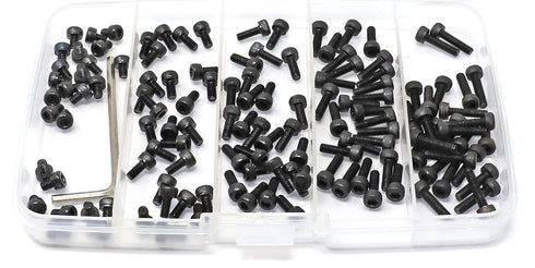 iexcell 125 Pcs M3 x 4/6/8/10/12 Alloy Steel 12.9 Grade Hex Socket Head Cap Screws Bolts Assortment Kit