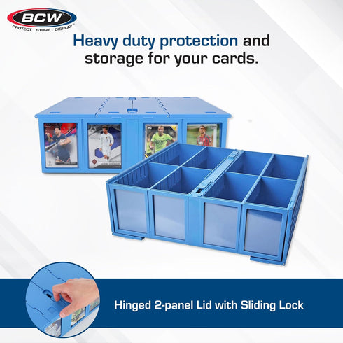 BCW Collectible Card Bin - Single Blue | Storage Box for Trading Cards Holds 3200 Cards | Includes 4 Card Storage