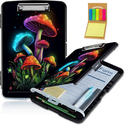 Clipboard with Storage, Heavy Duty Plastic Clipboard Case Box with Pen Holder, Storage Box with Clips for School Office