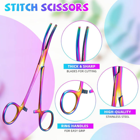 Tweezer(Colorful,4 BBTO Hemostat Curved and Straight Hemostat Forceps Piercing Pliers Forceps, Stainless Steel Straight
