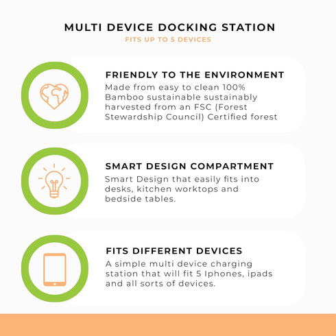 Prosumer's Choice Multi Device Charging Station - Elegant Wooden Desktop Organizer for 6 Phones, Work from Home
