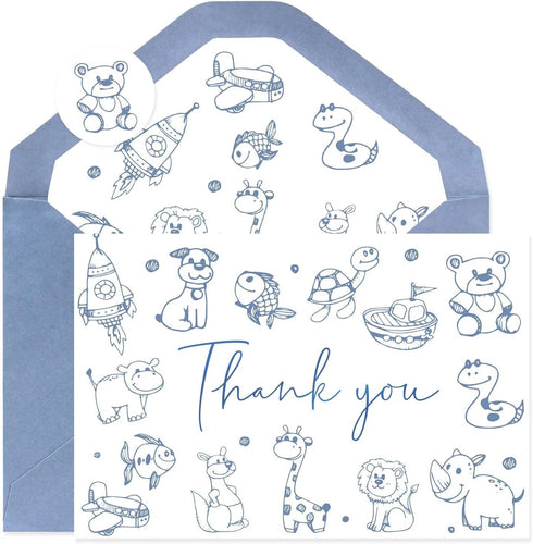 Oaken Leaford 48-Pack Baby Shower Thank You Card Set with Envelopes & Stickers, Cute
