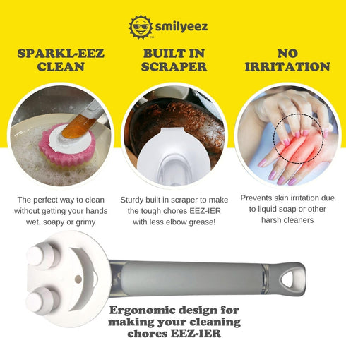 The Original Smiling Handle with Soap Dispensing for Scrub Daddy (Reg. TM) Sponge and Scrub Moji Sponge (Yellow)