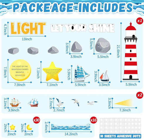 party greeting 109Pcs Christian Religious Bulletin Board Set, Let Your Light Shine Classroom Decoration