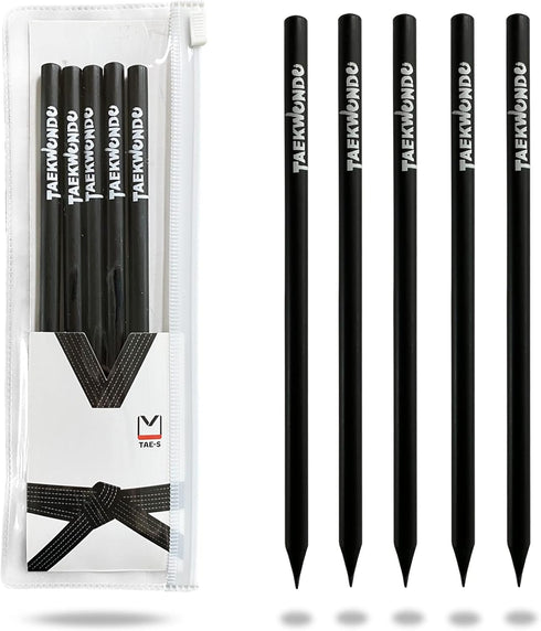 Taekwondo Pencils HB Wood Cased with Clear PVC Pencil Case, Gift Idea for Martial Arts Students (30 Count)