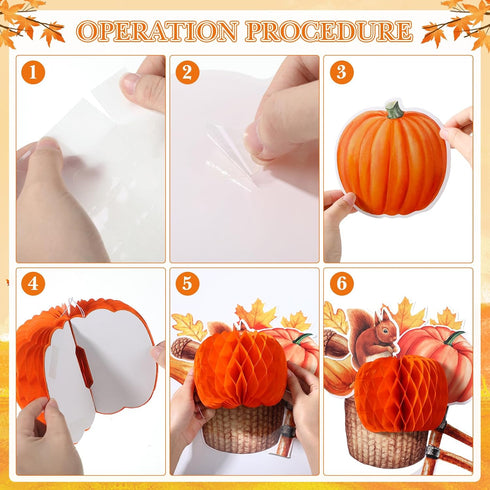 Blosssound Fall Bulletin Board Decorations Set, Autumn Cutouts, 3D Honeycomb Paper Pumpkin Maple Leaf for Thanksgiving