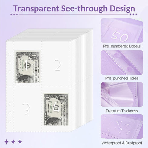 Sooez 100 Envelopes Money Saving Challenge, Savings Challenges Book with 100 Pocket Pre-number, Reusable Tracker,