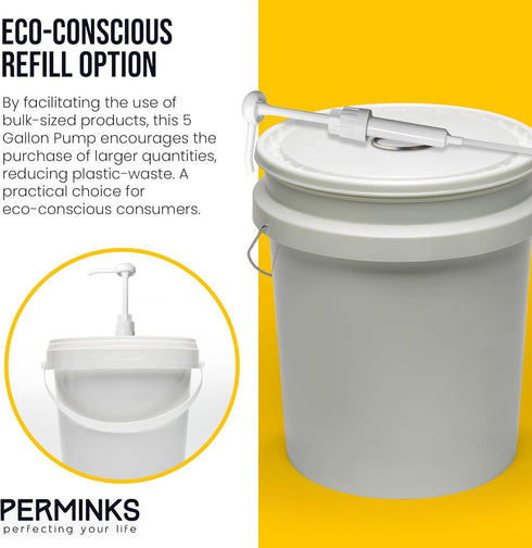 5 Gallon Pump Dispenser for Bucket, Jug, Large Container - Great for Shampoo, Detergent, Oil (1 Pack)
