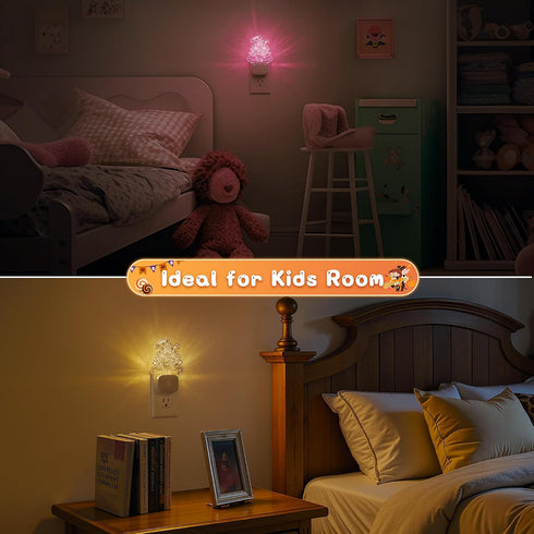 8-Color 1 Pack L LOHAS LED Night Lights for Kids, Acrylic Carved Castle Design, Changing, Dusk to Dawn Sensor, Plug