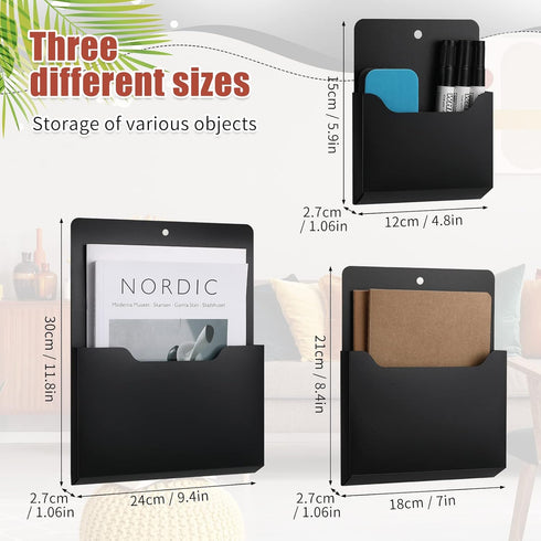 Patelai 3 Pcs Magnetic File Holder, First Day of School Magnetic Wall File Organizer for Paper, Fridge Pockets, Locker
