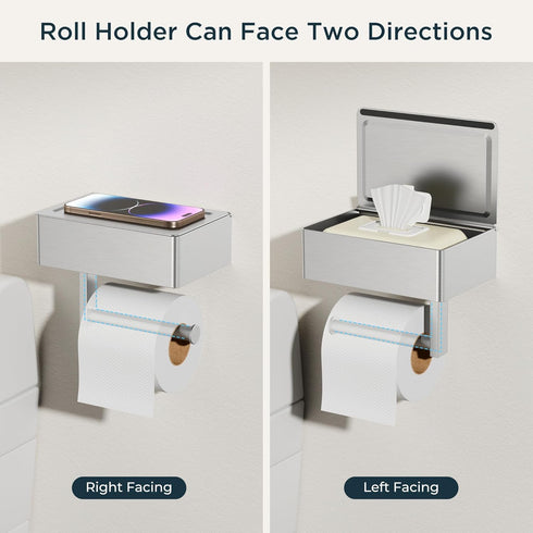 Commercial(1, FORIOUS Toilet Paper Holder with Shelf, Sanitary Napkin Receptacle Tampon Holder, Wall Mount Toilet Paper
